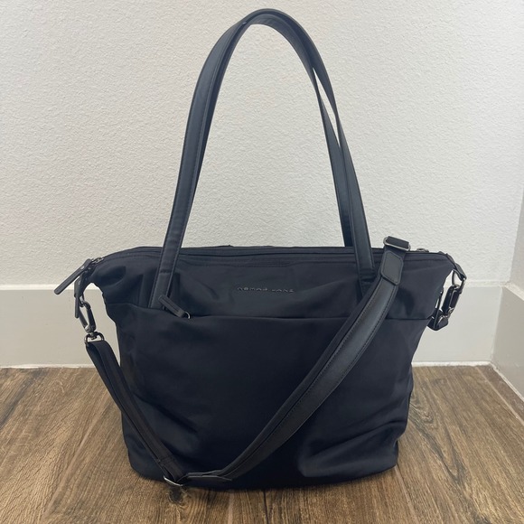NOMAD LANE Origami Black Nylon Leather Trim Carry On Weekender Travel Tote Bag - Picture 2 of 8
